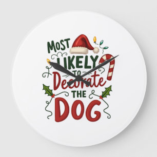 Relógio Grande Natal Provavelmente Decorar Cachorro Família Xmas 