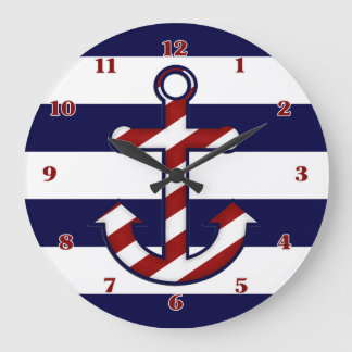 Relógio Grande Nautical Anchor Wall Clock