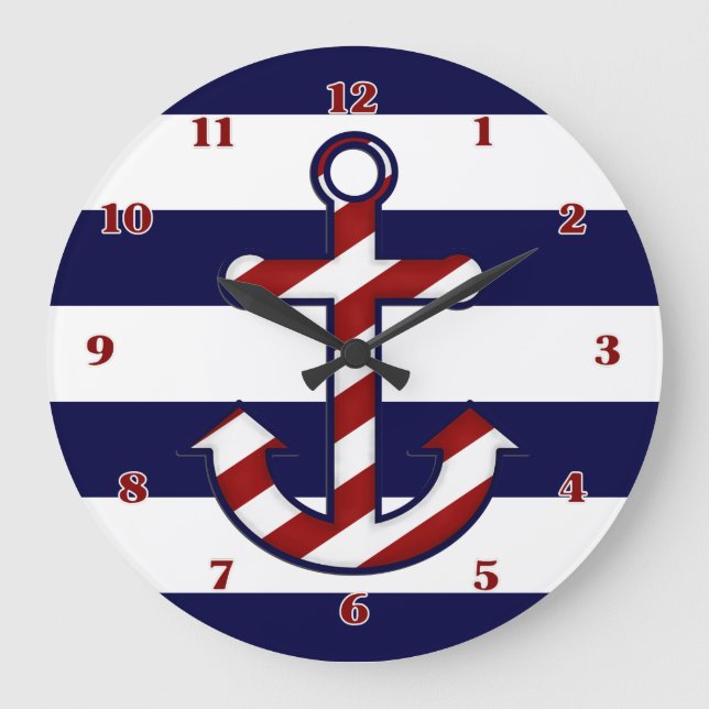 Relógio Grande Nautical Anchor Wall Clock (Frente)
