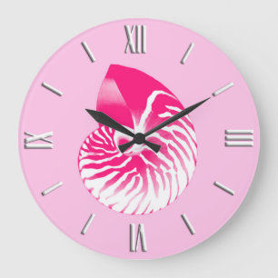 Relógio Grande Nautilus - cor-de-rosa fuchsia e branco