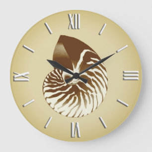 Relógio Grande Nautilus shell - castanho, branco e bege
