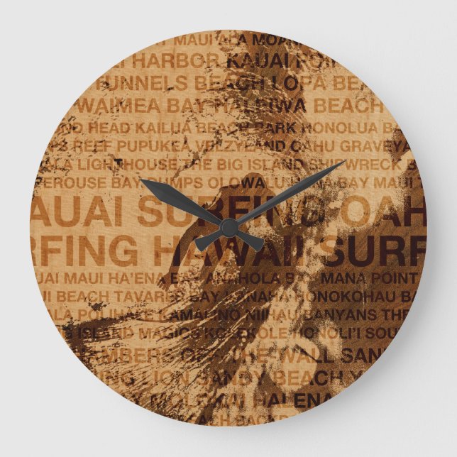 Relógio Grande Navegando no Havaí, Sala Verde Faux Wood Clock (Frente)