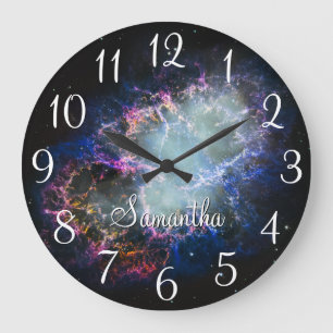 Relógio Grande Nebulosa do Caranguejo Arco-íris Personalizada