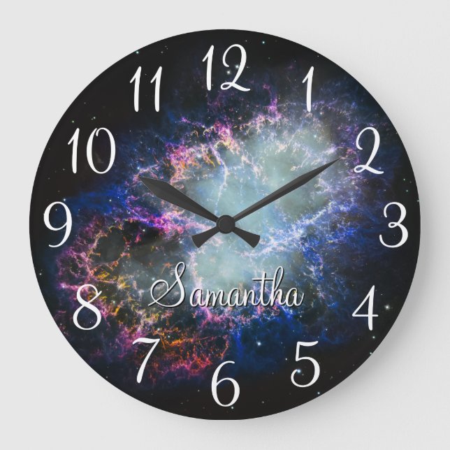 Relógio Grande Nebulosa do Caranguejo Arco-íris Personalizada (Frente)