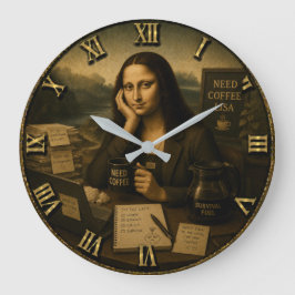 Relógio Grande Need Coffee Funny Mona Lisa Coffee Lover Gift