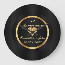 Negra Minimalista E Dourado Aniversário De Casamen