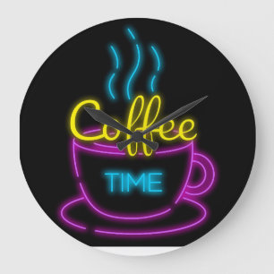 RELÓGIO GRANDE NEON COFFEE WALL CLOCK