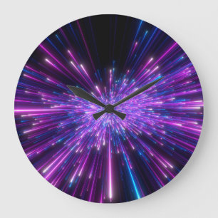 Relógio Grande Neon Galaxy - Fundo do Abstrato Cósmico