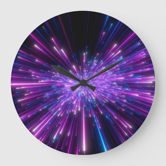 Relógio Grande Neon Galaxy - Fundo do Abstrato Cósmico (Frente)