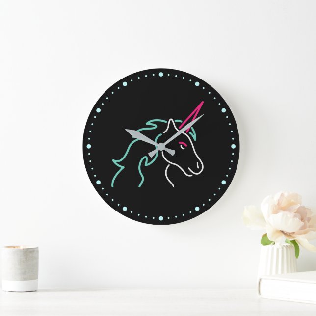 Relógio Grande Neon Unicorn Large Clock (Lar)
