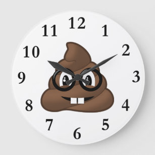 Relógio Grande Nerd Óculos Poop Emoji
