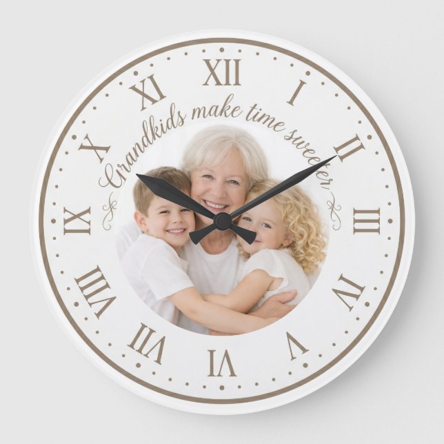 Relógio Grande Netos Tornam o Tempo Mais Doce que Numeral Romano  (Frente)