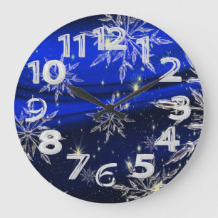 Relógio Grande Neve branca no fundo azul