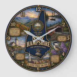 Relógio Grande New Hampshire Granite State Mountain Lake Rustic
