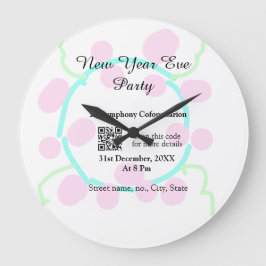 Relógio Grande New year eve party scan QR RSVP name pink blue 