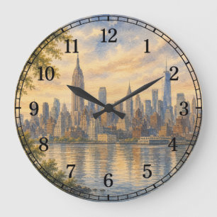 Relógio Grande New York City Wall Clock — Skyline Design