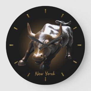 Relógio Grande New York Clock Bull Statu Gifts NYC Wall Clock