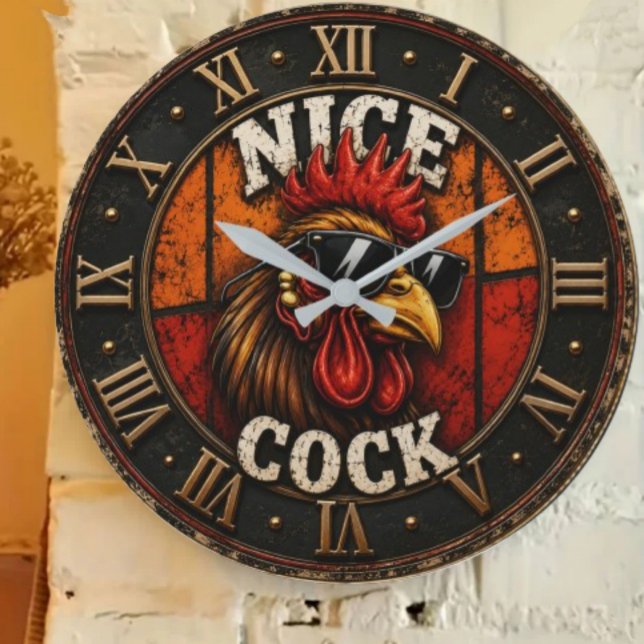 Relógio Grande Nice Funny Rooster Cool Chicken with Sunglasses (Criador carregado)