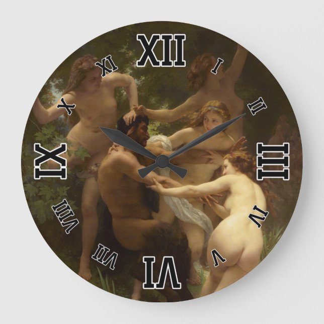 Relógio Grande Ninfas e Satyr por William-Adolphe Bouguereau (Frente)