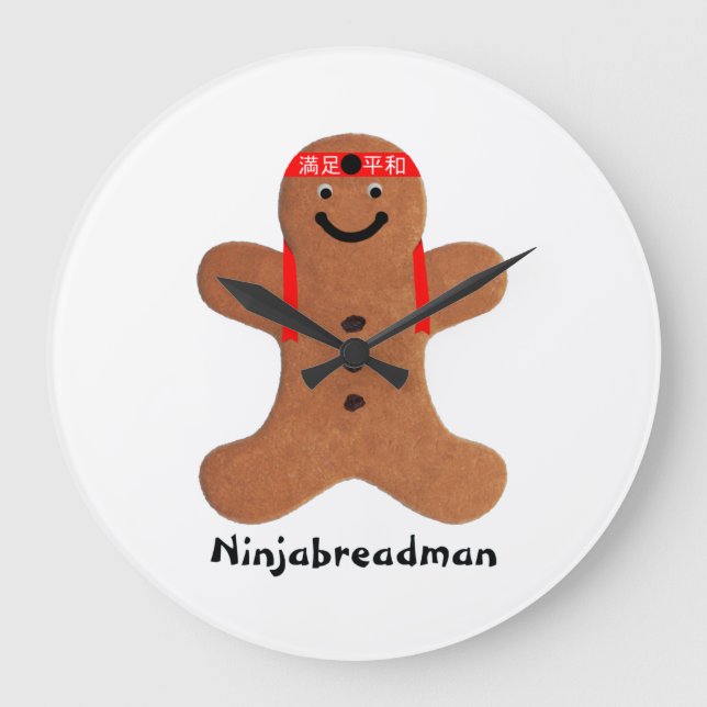 Relógio Grande Ninjabreadman biscuit (cookie)Relógio de Parede ac (Frente)