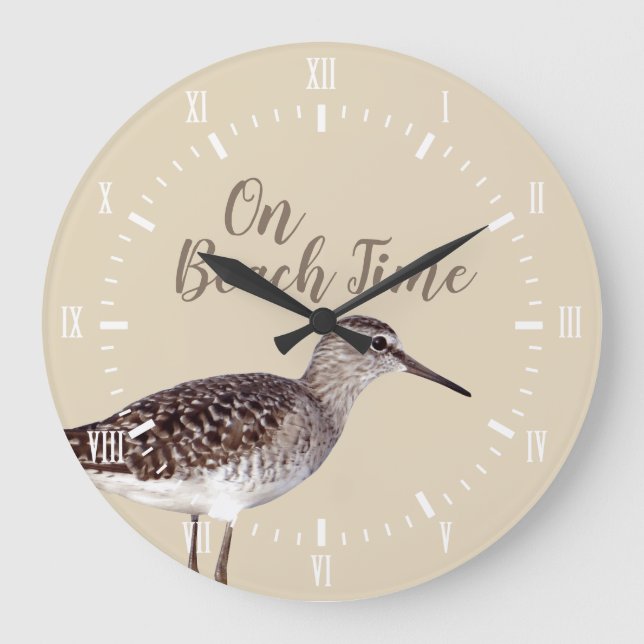 Relógio Grande No Beach Time Sandpiper Bird (Frente)