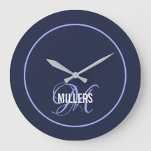 Nome da família do monograma azul-marinho Elegante