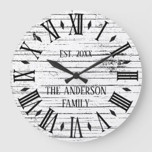 Relógio Grande Nome da Família em Madeira Rústica Destacada com N