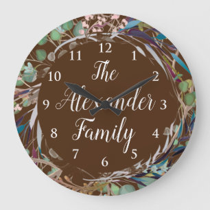 Relógio Grande Nome da família Foliage Clock Brown