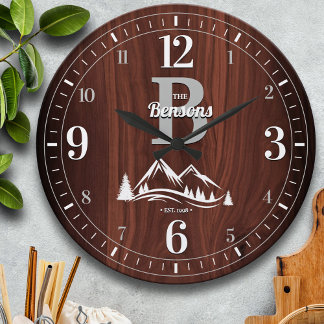 Relógio Grande Nome da Família Mountain Home
