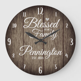 Relógio Grande Nome da Família Personalizada Abençoado por Ser um