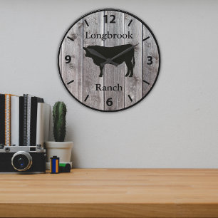 Relógio Grande Nome da Fazenda ou Estábulo 5 Estilo Madeira de Ce