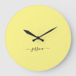Relógio Grande Nome de script amarelo moderno grande clock