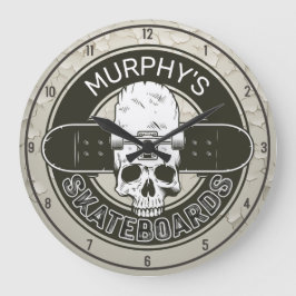Relógio Grande NOME DE Skater Personalizado Skate Skate Skull