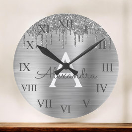 Relógio Grande Nome do Monograma de Metal Empurrado pela Garra de