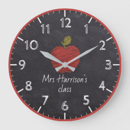 Relógio Grande Nome do professor Faux Chalkboard Classroom Clock