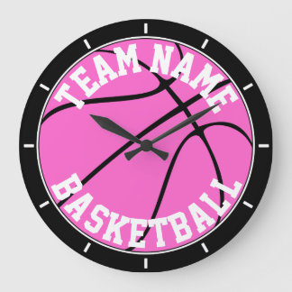 Relógio Grande Nome ou Texto Personalizado de Equipe de Basquete