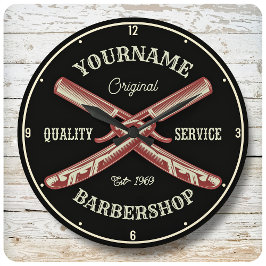 Relógio Grande NOME Personalizado Barber Hetero Razor Barbershop