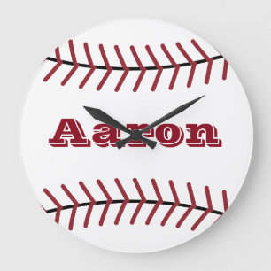 Relógio Grande Nome Personalizado Baseball Sports Wall Clock Deco