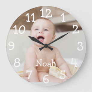 Relógio Grande Nome Personalizado da Fotografia do Bebê