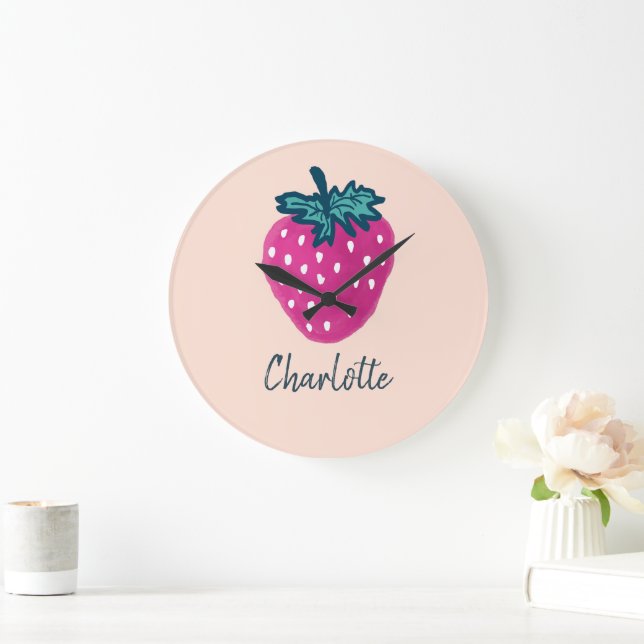 Relógio Grande Nome Personalizado da Fruta de Morango Cujo (Lar)