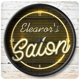 Relógio Grande Nome personalizado Faux Neon Sign Beauty Salon