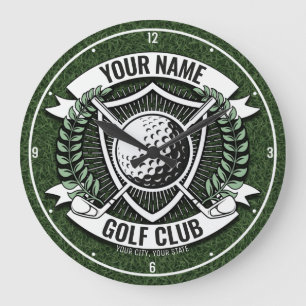 Relógio Grande Nome Personalizado Golfer Golf Club Turf Clubhouse