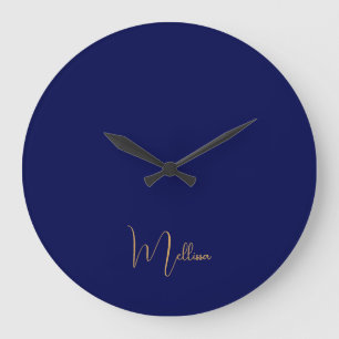 Relógio Grande Nome personalizado minimalista azul 