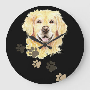 Relógio Grande Nome Personalizado Retriever Dourado Cão Animal de