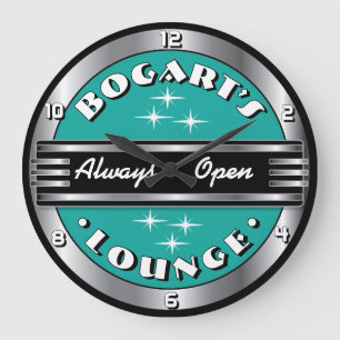 Relógio Grande Nome Personalizado Rettro Cocktail Lounge Clock -