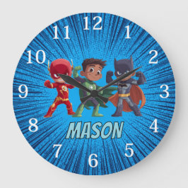 Relógio Grande Nome Personalizado Super-Herói Meninos