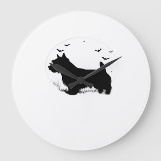 Relógio Grande Norfolk Terrier Dog � Halloween Moon Silhouette Cl
