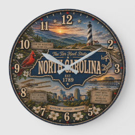 Relógio Grande North Carolina Tar Heel State Mountain Coastal