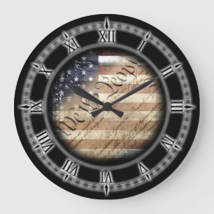 Relógio Grande Nós, Pessoas Vintage American Flag Wall Clock