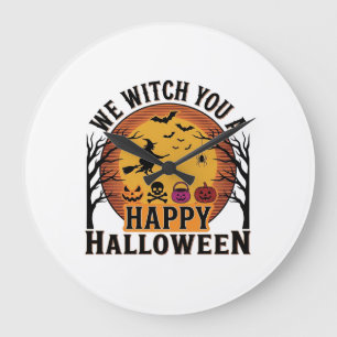 Relógio Grande Nós Te Enfeitiçamos com um Feliz Halloween Vintage